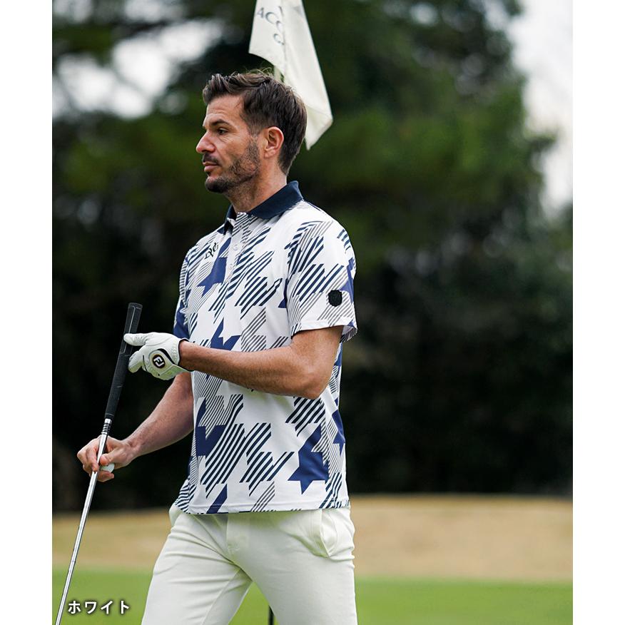 80s dunhill Golf ダイヤモンドパターン 総柄 ポロシャツ L 50%OFF価格／dunhill Golf ダンヒルゴルフ 半袖ポロシャツ グリーン