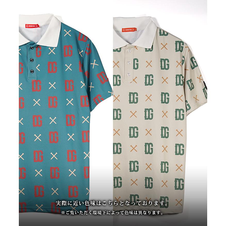 80s dunhill Golf ダイヤモンドパターン 総柄 ポロシャツ L 50%OFF価格／dunhill Golf ダンヒルゴルフ 半袖ポロシャツ グリーン