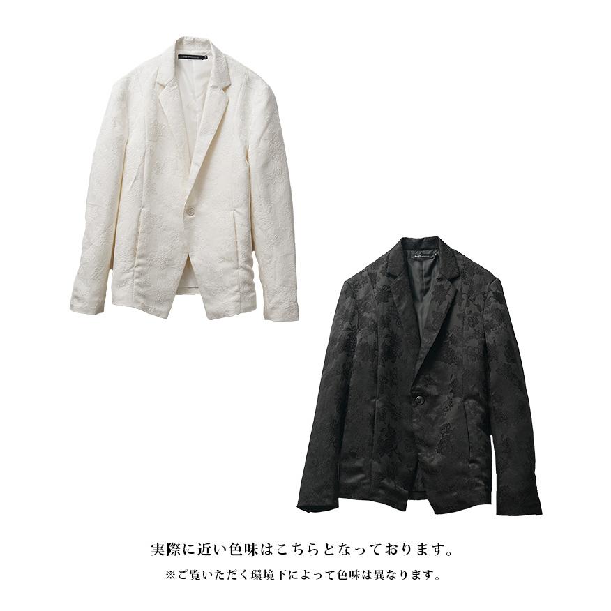 ジャケット メンズ 総柄 テーラードジャケット メンズ 新作 1ボタン ジャガード 花柄 ブラック ホワイト テーラード ジャケット メンズ シングルボタン  Black by VANQUISH ブラックバイヴァンキッシュ BLACK by VANQUISH（ブラックバイバンキッシュ） ジャケット メンズ 総