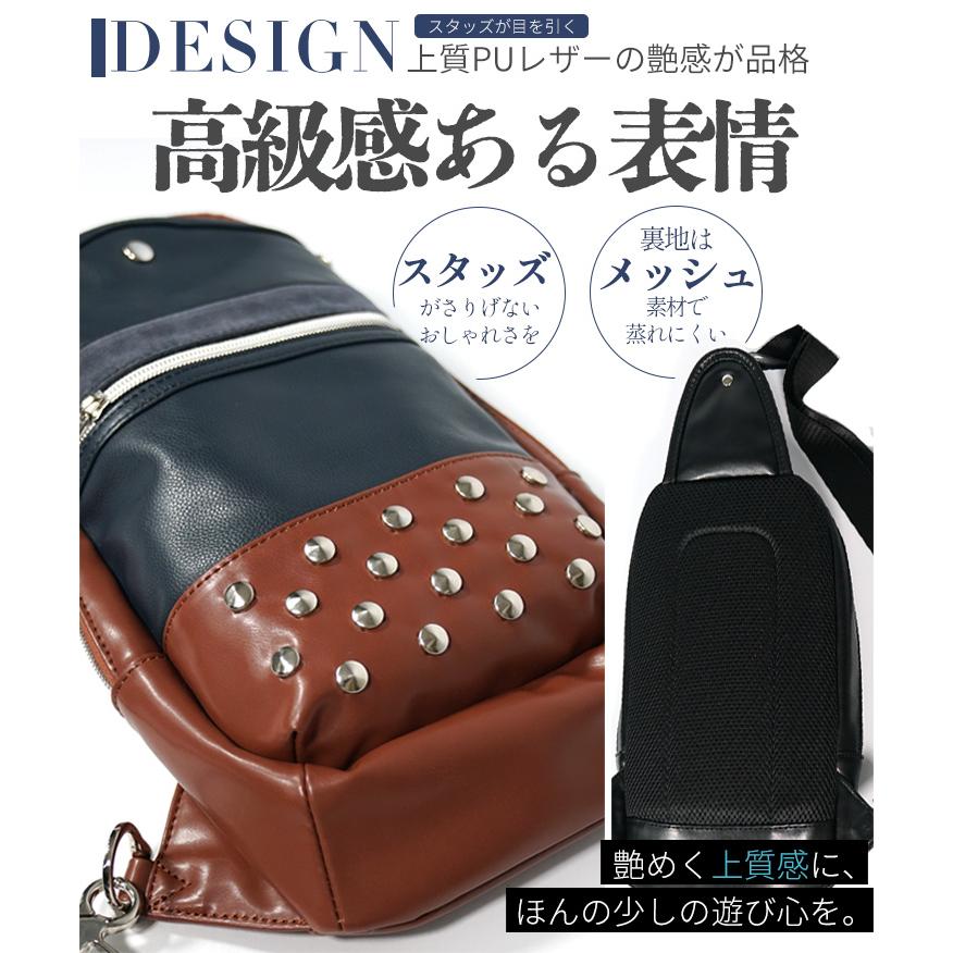 SOMEDIFF（サムディフ） ボディバッグ メンズ ブランド PU レザー 