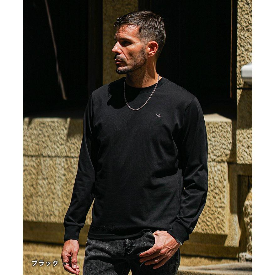 美品！1PIU1UGUALE3 ウノピュウ　ストレッチ　長袖シャツ　ブラック　Ⅳ 1PIU1UGUALE3 RELAX ウノピゥウノウグァーレトレ バックロゴプリント