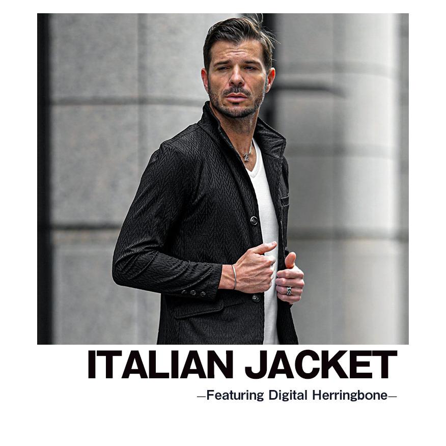 joker ジャケット メンズ ヘリンボーン 立ち襟 イタリアン