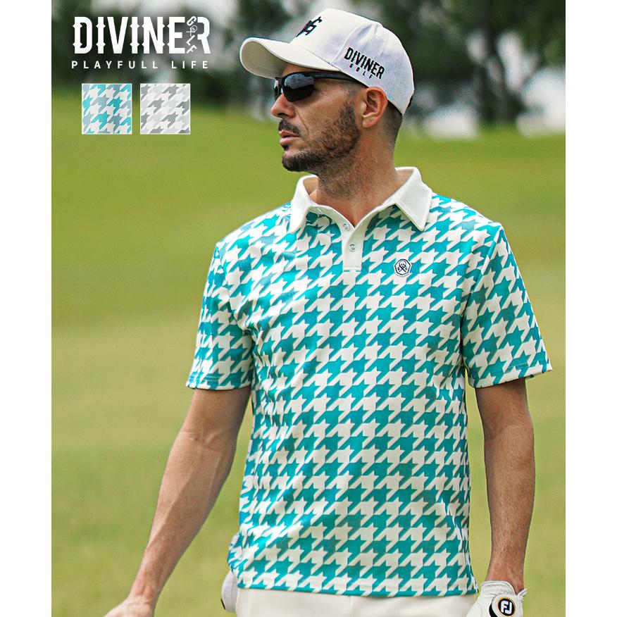 80s dunhill Golf ダイヤモンドパターン 総柄 ポロシャツ L 50%OFF価格／dunhill Golf ダンヒルゴルフ 半袖ポロシャツ グリーン