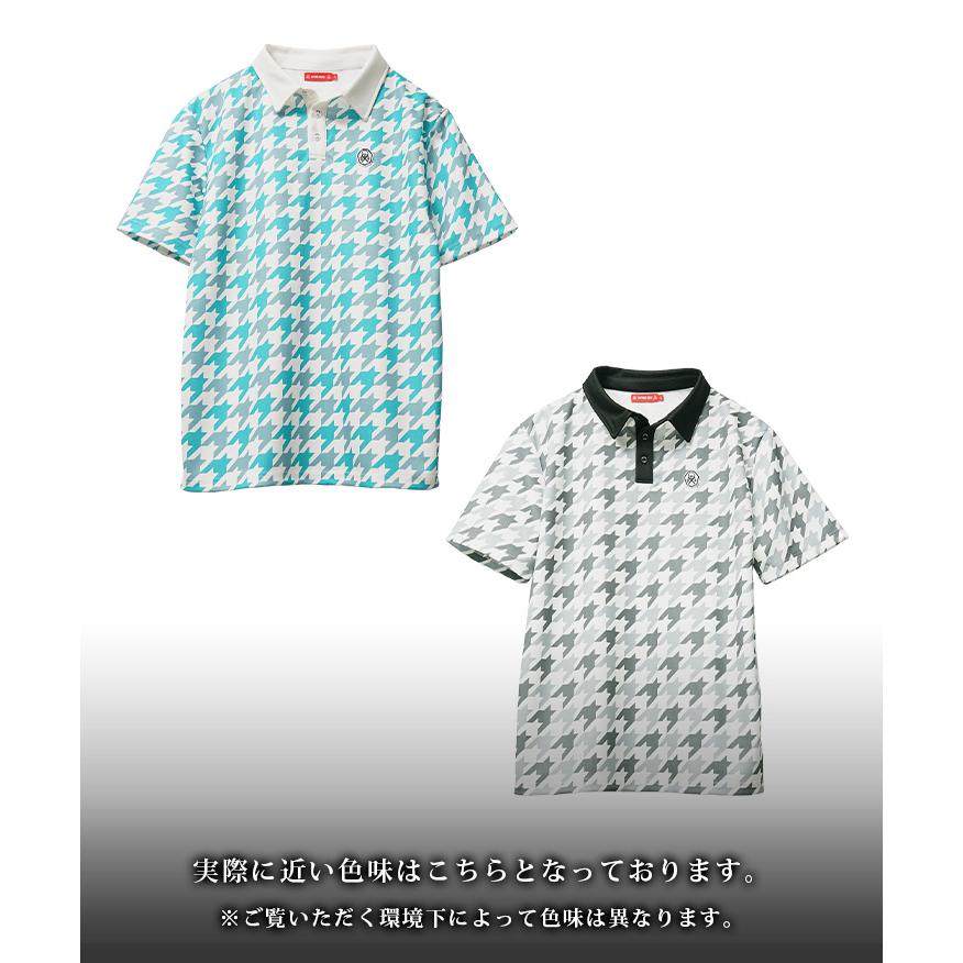 80s dunhill Golf ダイヤモンドパターン 総柄 ポロシャツ L 50%OFF価格／dunhill Golf ダンヒルゴルフ 半袖ポロシャツ グリーン