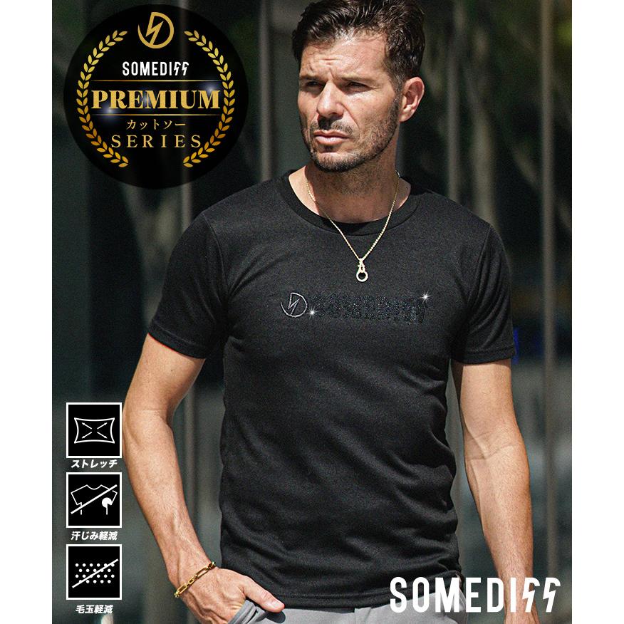 SOMEDIFF（サムディフ） Tシャツ メンズ 半袖 ストレッチ ライン
