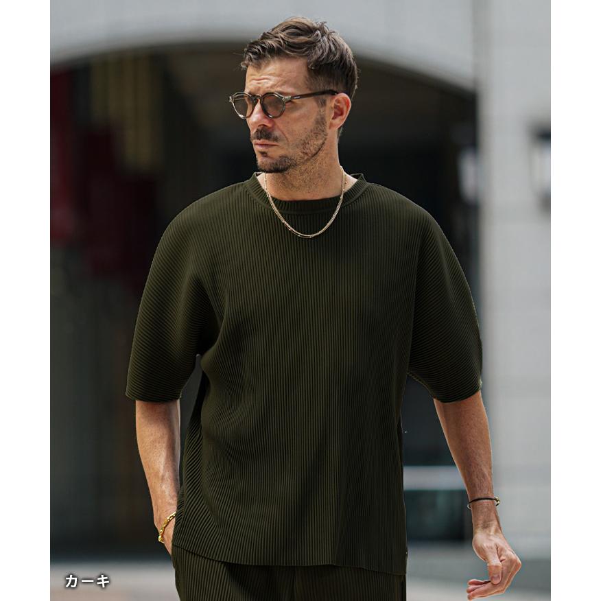 SOMEDIFF プリーツ Tシャツ メンズ 半袖 オーバーサイズ ビッグ