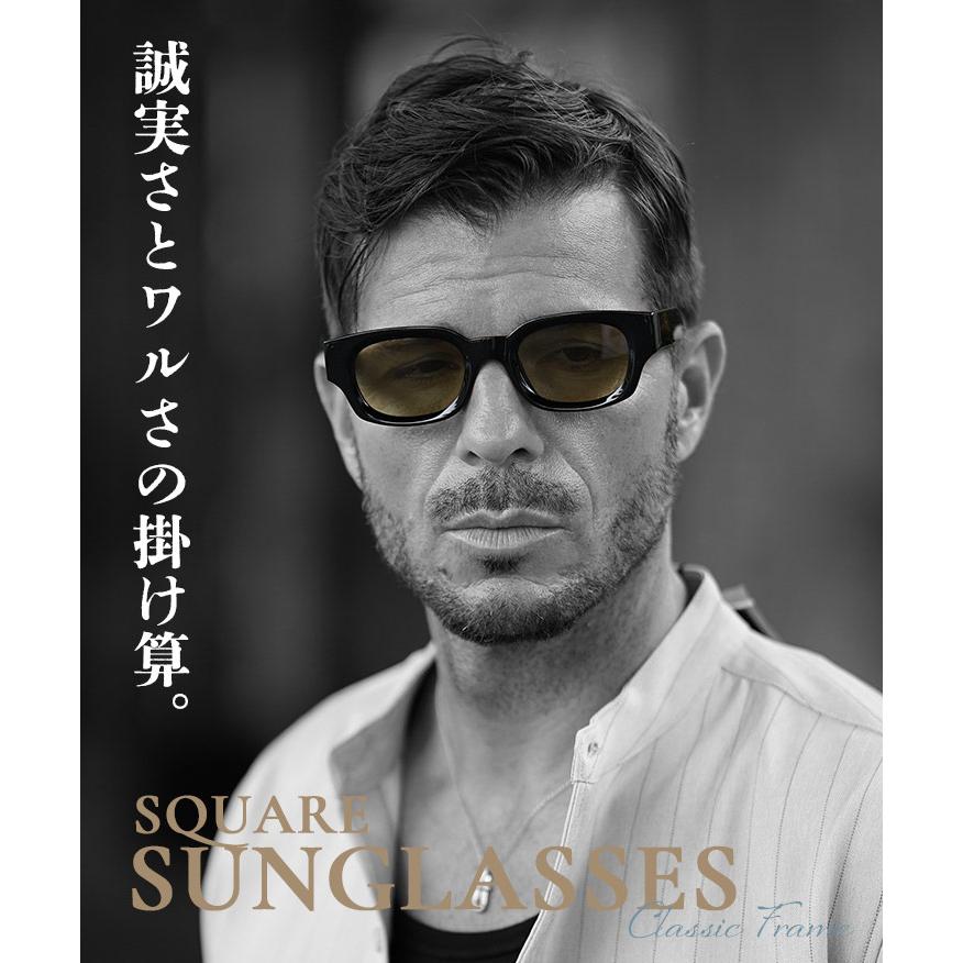 サングラス メンズ 薄い 色 横長 長方形 四角 太 フレーム グラサン カラーレンズ 黒ぶち 伊達 スクエア ウェリントン おしゃれ ケース付き 夏 joker ジョーカー | joker | 03