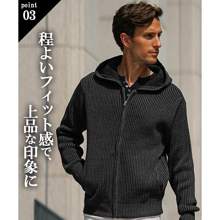 パーカー メンズ ニットパーカー メンズ 新作 ストライプ ニット ジップパーカー メンズ 秋 秋物 冬 冬物 ホワイト ブラック オラオラ系 ちょい悪 お兄系 イケおじ joker（ジョーカー） パーカー メンズ ニットパーカー メンズ