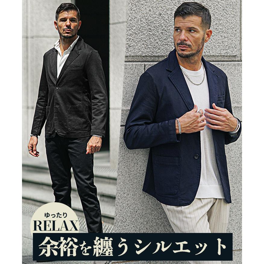 テーラードジャケット メンズ デニムジャケット スリム ジャケット テーラード 長袖 黒 ブラック ブルー 細身 アウター スウェット 秋 秋服 joker ジョーカー | SOMEDIFF | 06