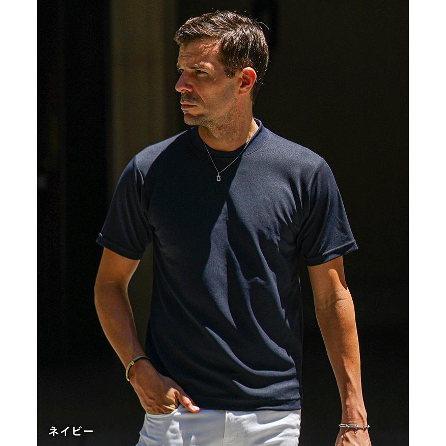 新品未使用 45R 半袖 ネイビー シャツ Tシャツ SOMEDIFF（サムディフ） 接触冷感 Tシャツ メンズ 半袖 汗染み防止