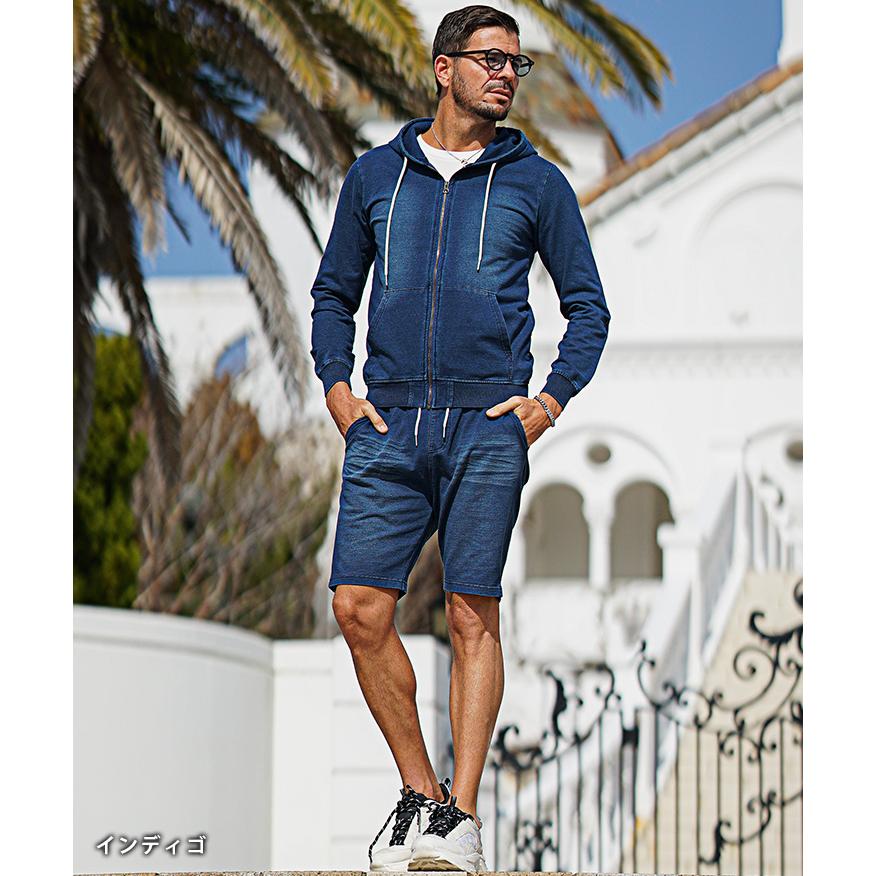 セットアップ メンズ パーカー ハーフパンツ スウェット 上下セット メンズ ジップアップパーカー ショーツ スウェットデニム 春用 セットアップ ス | SOMEDIFF | 14