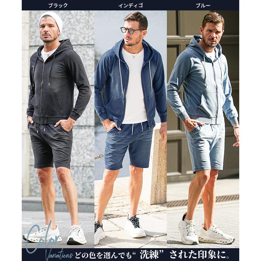 セットアップ メンズ パーカー ハーフパンツ スウェット 上下セット メンズ ジップアップパーカー ショーツ スウェットデニム 春用 セットアップ ス | SOMEDIFF | 08