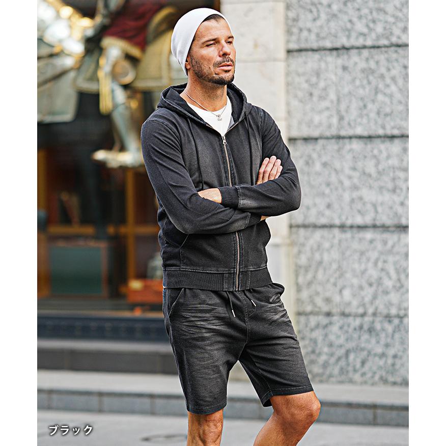 セットアップ メンズ パーカー ハーフパンツ スウェット 上下セット メンズ ジップアップパーカー ショーツ スウェットデニム 春用 セットアップ ス | SOMEDIFF | 09