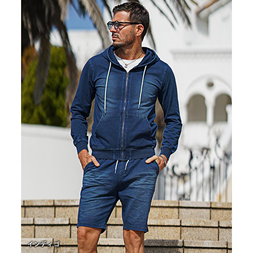 セットアップ メンズ パーカー ハーフパンツ スウェット 上下セット メンズ ジップアップパーカー ショーツ スウェットデニム 春用 セットアップ ス | SOMEDIFF | 11
