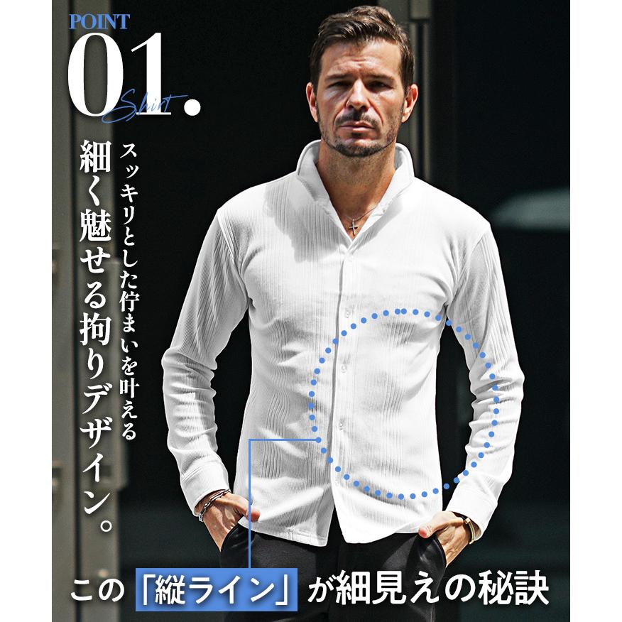 joker（ジョーカー） シャツ メンズ 長袖 立ち襟 イタリアンカラー