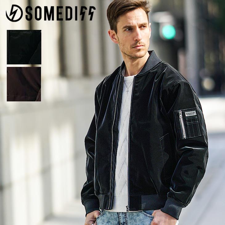 SOMEDIFF（サムディフ） MA-1 メンズ ベルベット PU レザー ブルゾン
