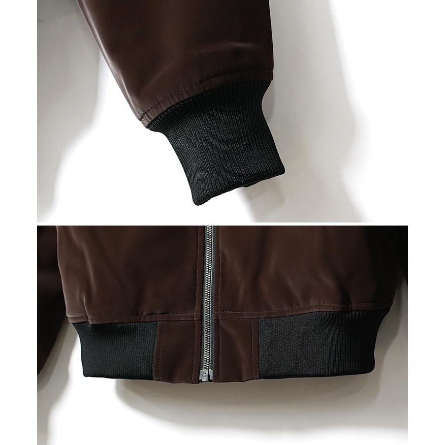 SOMEDIFF（サムディフ） MA-1 メンズ ベルベット PU レザー ブルゾン