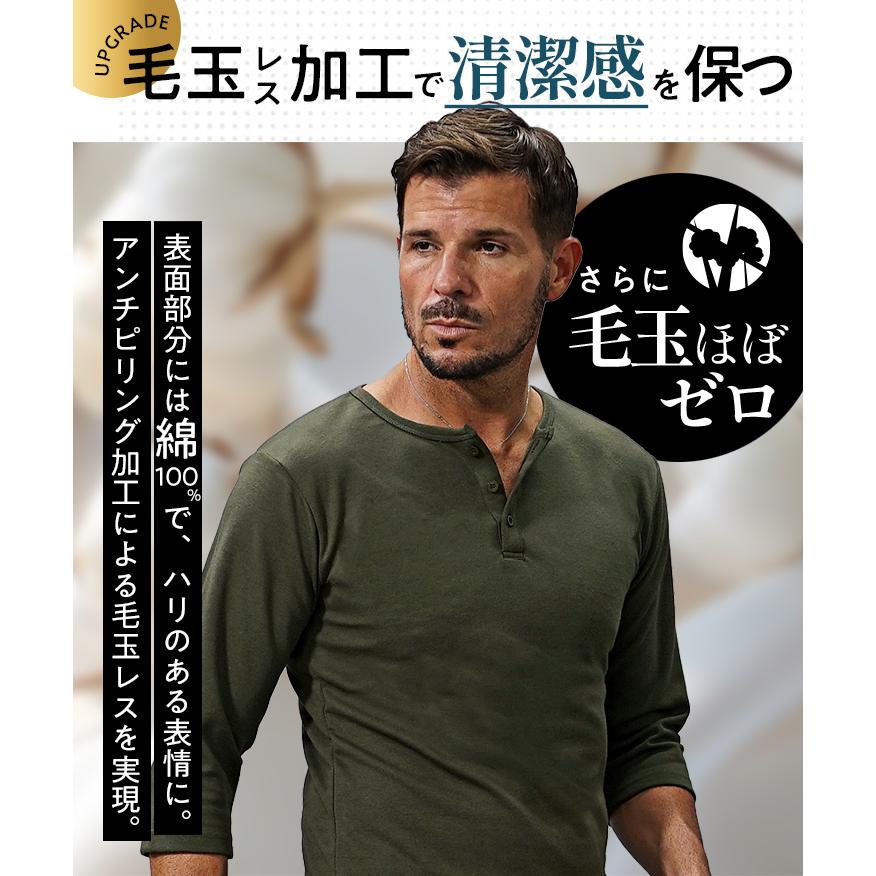 SOMEDIFF（サムディフ） Tシャツ メンズ ヘンリーネック 半袖 毛玉でき