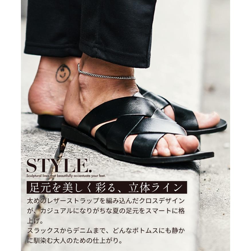 JIL SANDER レザー クロスベルトサンダル 42（約27cm）メンズ Jil