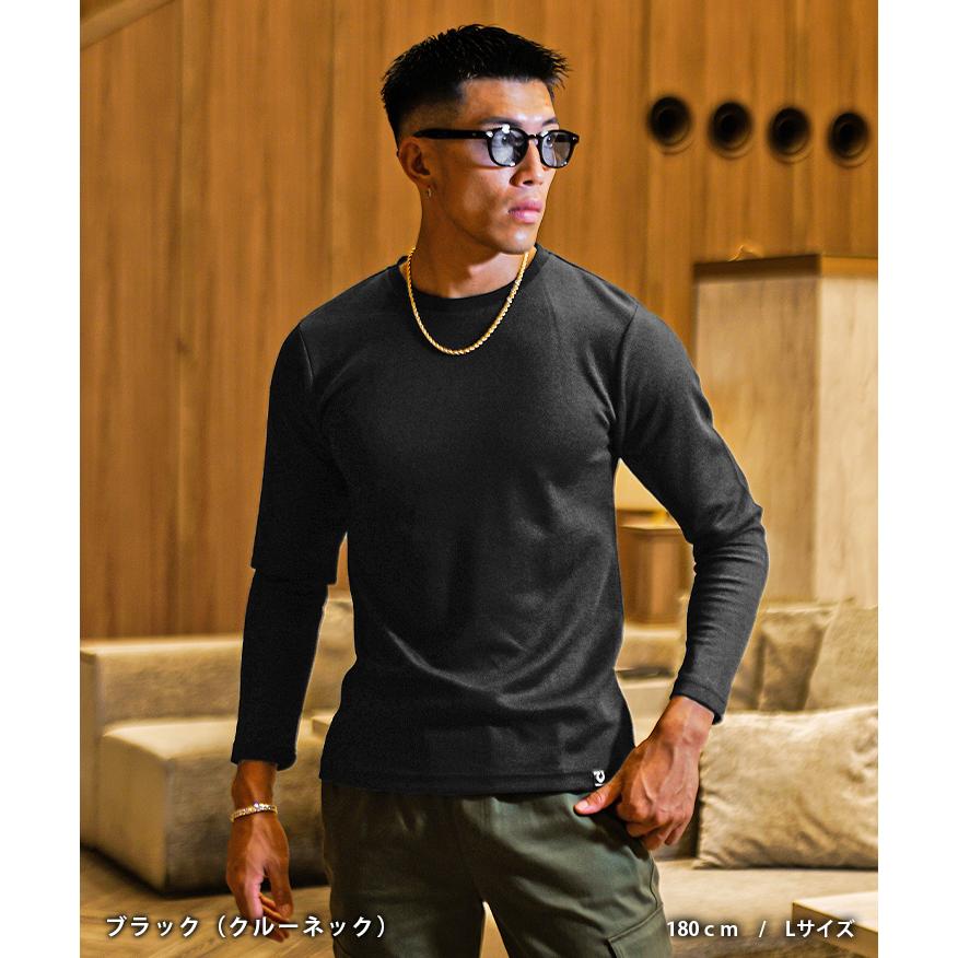 ロンT メンズ 厚手 Tシャツ 長袖tシャツ Vネック 無地 大きいサイズ 白 黒 インナー ブランド ちょいワルファッション オラオラ系 ジョーカー joker | SOMEDIFF | 19