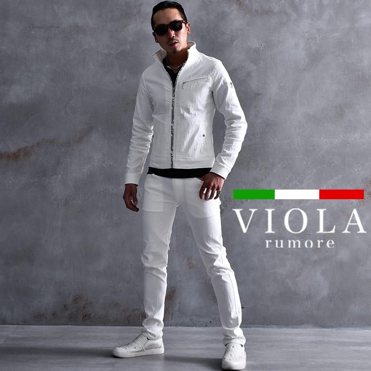 モール Viola Rumore ヴィオラ セットアップ ブランド メンズ スタンドジップ パンツ ジスキニー 上下 上下セットアップ 細身 タイト 白 ホワイト 黒 ブラック 大幅に割引 Encuestas Goberna Pe