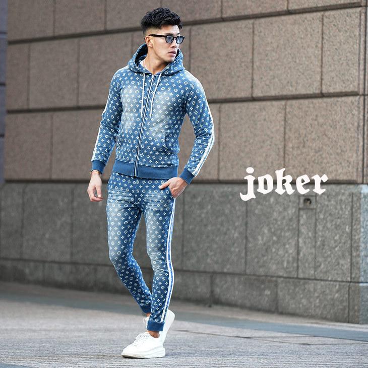 セットアップ メンズ ファッション スウェットデニム デニム カットデニム ジョガーパンツ ライン 上下 パーカー ブランド 派手 春 春服 春物 Joker By Evergreen 通販 Paypayモール