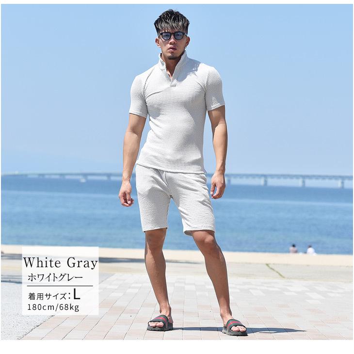 激安通販販売 セットアップ メンズ 上下 セット メンズ秋服 ハーフパンツ ポロシャツ ショートパンツ イタリアンカラー 白 黒 ホワイト ブラック 秋 秋服 New Arrival