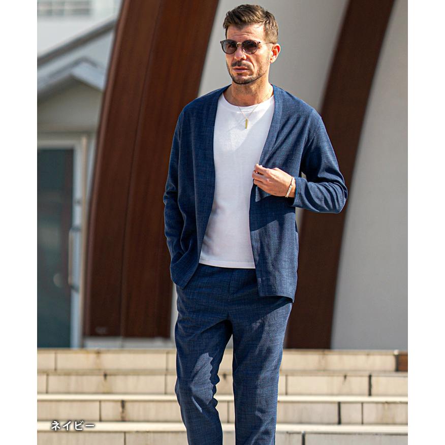 joker（ジョーカー） リネンライク セットアップ メンズ ノーカラー