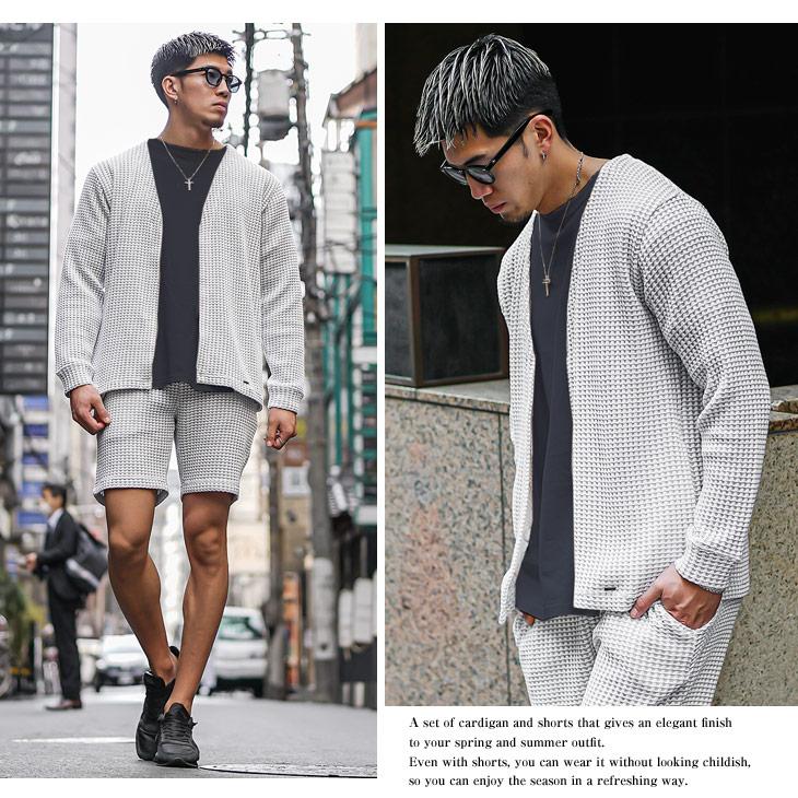 SOMEDIFF セットアップ メンズ 春夏 カーディガン 薄手 ハーフ SOMEDIFF セットアップ メンズ 春夏 カーディガン 薄手 ハーフ