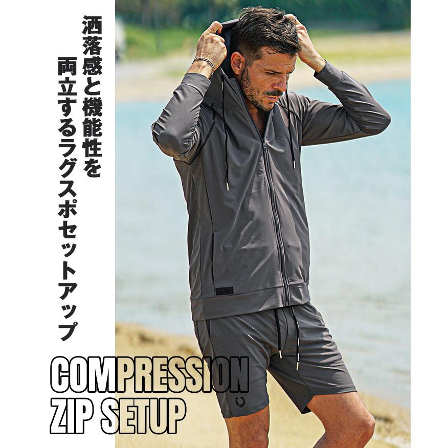 SOMEDIFF セットアップ メンズ 日焼け防止 パーカー ラッシュ