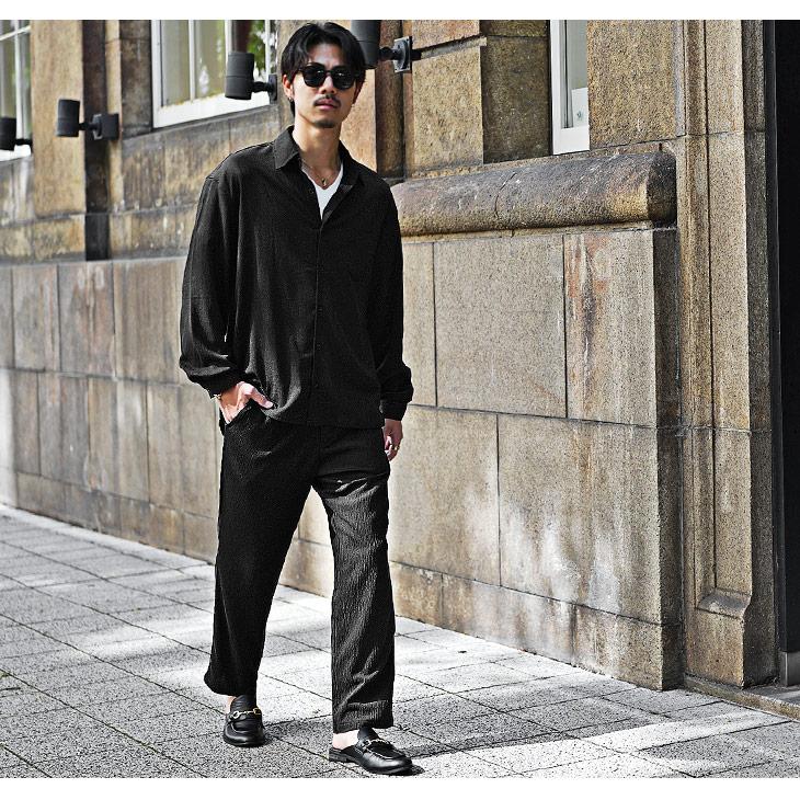 メンズ 上下セット 長袖 シャツ パンツ 春夏 SOMEDIFF セットアップ メンズ ブランド ワイドパンツ 長袖