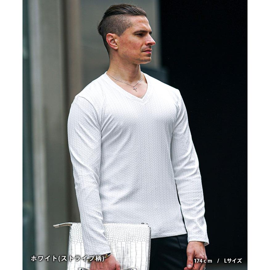 joker ロンT メンズ Vネック 長袖 Tシャツ 白Tシャツ 薄手 長袖T