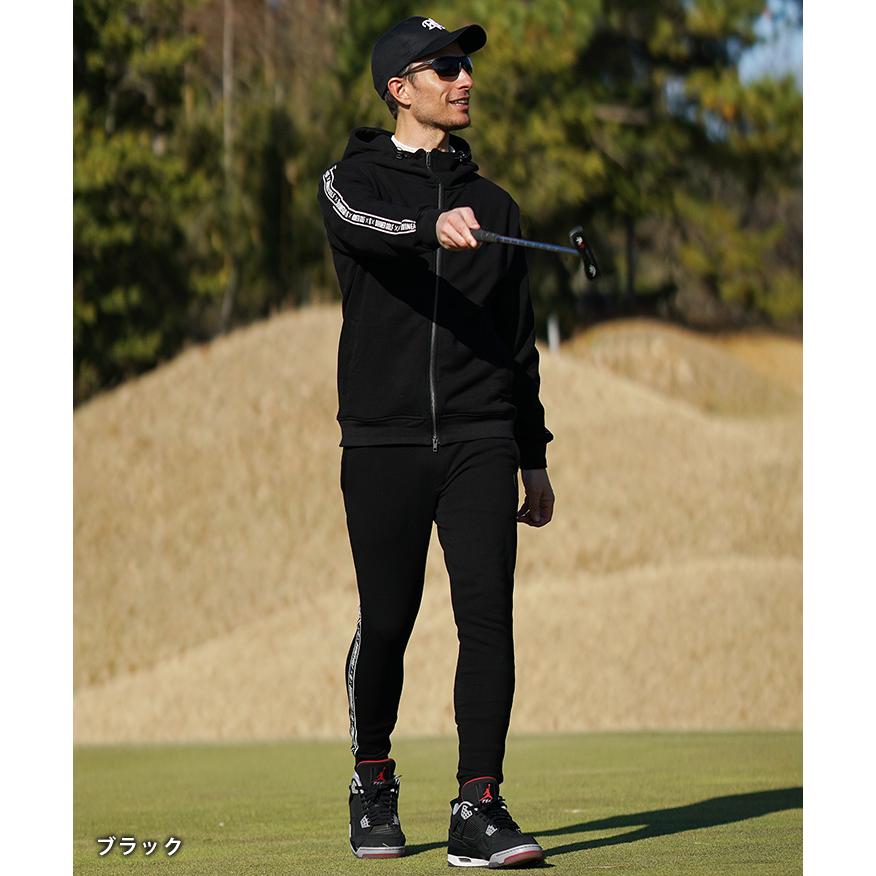 DIVINER GOLF ゴルフウェア メンズ セットアップ ブランド 裏毛 ロゴ ゴルフ スウェット 上下セット サイドライン パーカー ジョガーパンツの画像