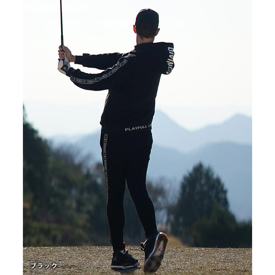 DIVINER GOLF ゴルフウェア メンズ セットアップ ブランド 裏毛 ロゴ ゴルフ スウェット 上下セット サイドライン パーカー ジョガーパンツの画像