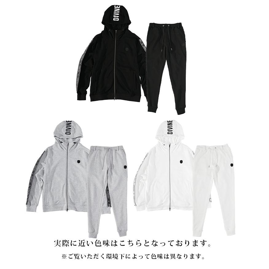 DIVINER GOLF ゴルフウェア メンズ セットアップ ブランド 裏毛 ロゴ ゴルフ スウェット 上下セット サイドライン パーカー ジョガーパンツの画像