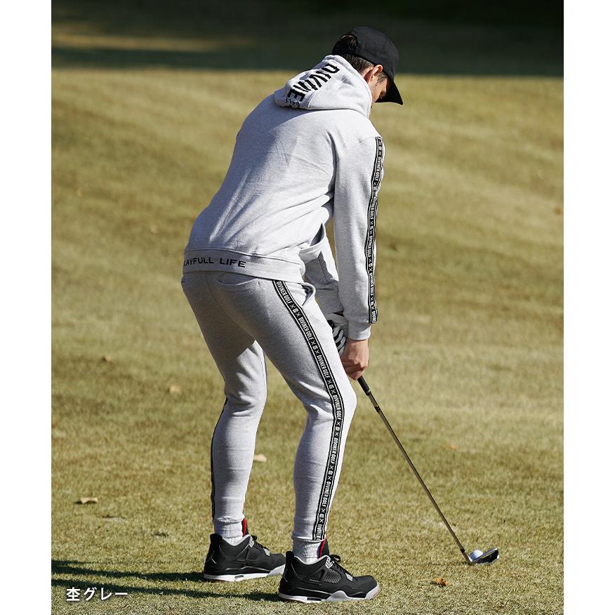 DIVINER GOLF ゴルフウェア メンズ セットアップ ブランド 裏毛 ロゴ ゴルフ スウェット 上下セット サイドライン パーカー ジョガーパンツの画像