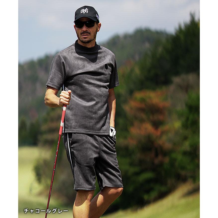 DIVINER GOLF ゴルフウェア メンズ セットアップ ブランド 上下セット ゴルフ 半袖シャツ ハーフパンツ サイドライン モックネック M L XL XXL