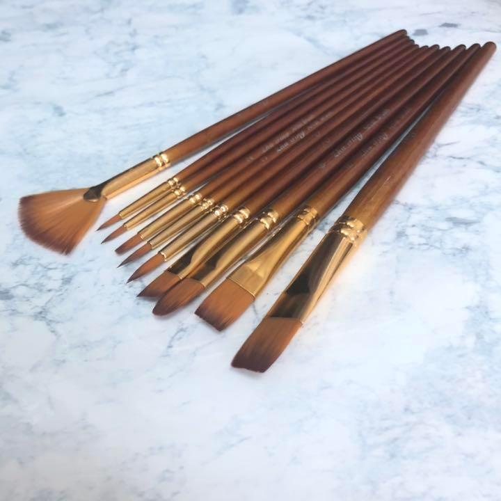 ぼかし 水彩画 アクリル画 絵筆 10本セット 美術用品 筆 水彩筆 油絵筆