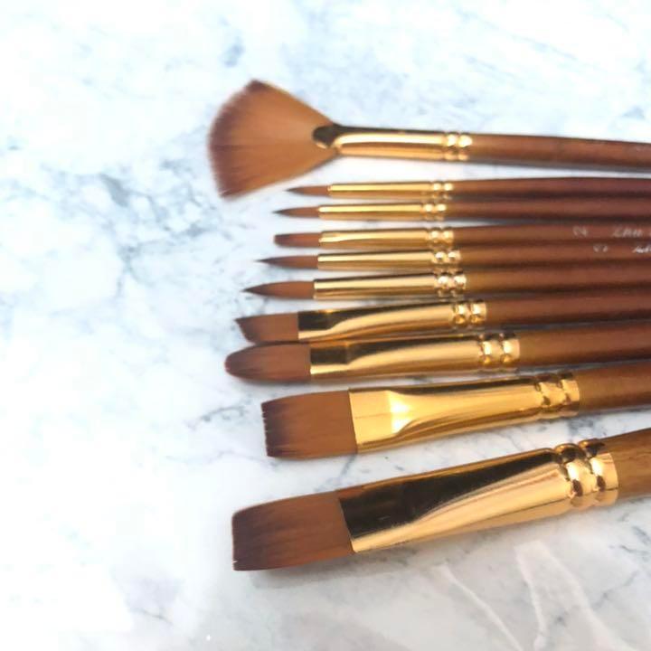 ぼかし 水彩画 アクリル画 絵筆 10本セット 美術用品 筆 水彩筆 油絵筆