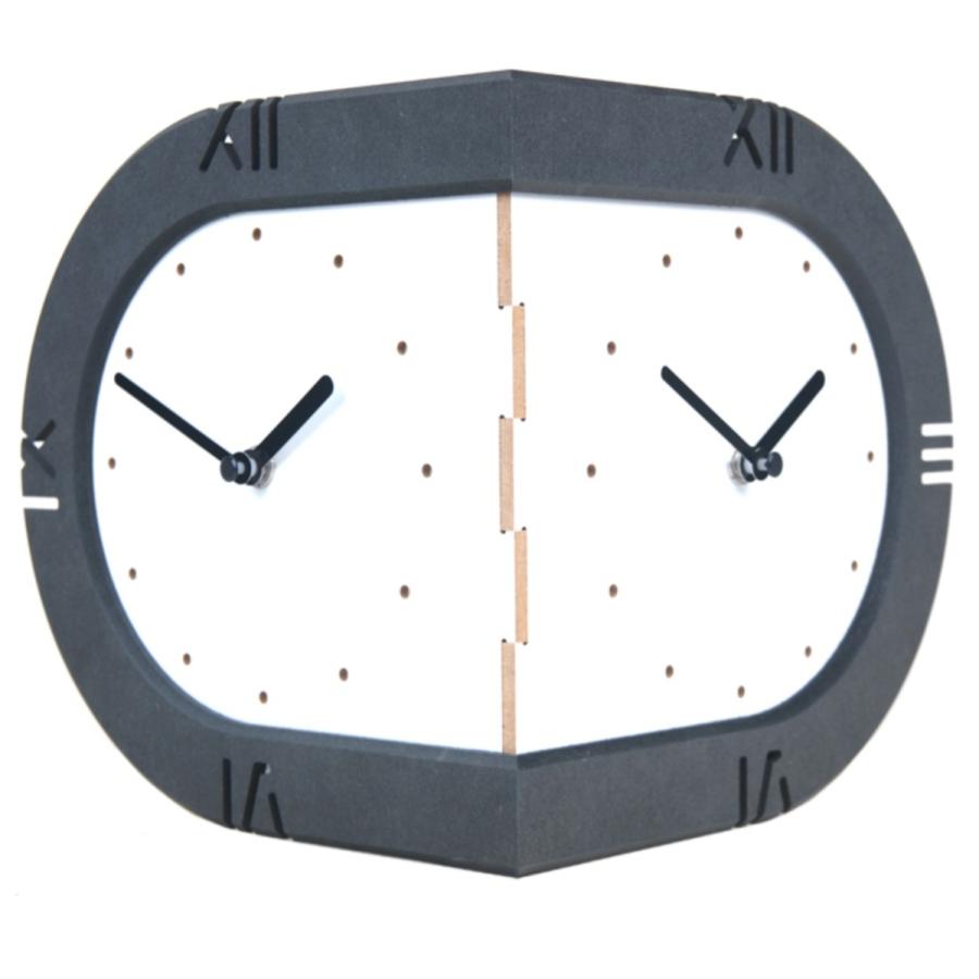 コーナー両面時計-white ハンドメイド 木製両面壁掛け時計 掛時計 かけ時計 clock-03072 ホワイト コーナー 両面時計 静音 | ART OF BLACK