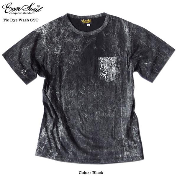 EVERSOUL Tシャツ メンズ タイダイ 染め ポケット付き ウォッシュ