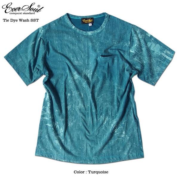 EVERSOUL Tシャツ メンズ タイダイ 染め ポケット付き ウォッシュ