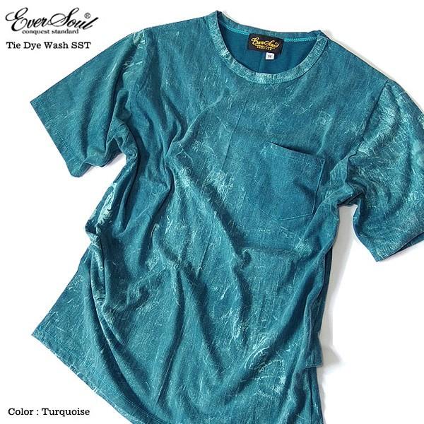 EVERSOUL Tシャツ メンズ タイダイ 染め ポケット付き ウォッシュ