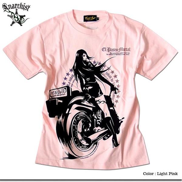 EVERSOUL Tシャツ メンズ ガールプリント バイク 半袖 バイカー