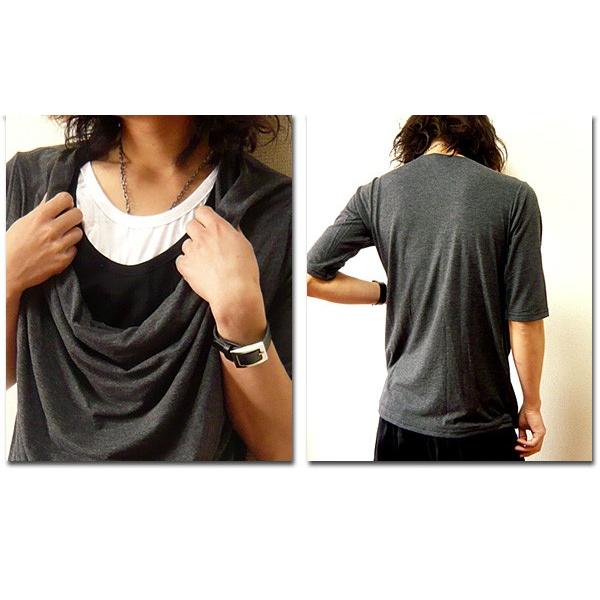 限定品 カットソー メンズ ドレープ 5分袖 プリント ｔシャツ ムラ染めデザイン アシンメトリー アシメ B 01 ドレープ カットソー 五分袖 ムラ染め プリント アシメ フェイクレイヤード ホワイト グレー ブラック おすすめ Institutoedinheiromarica Org