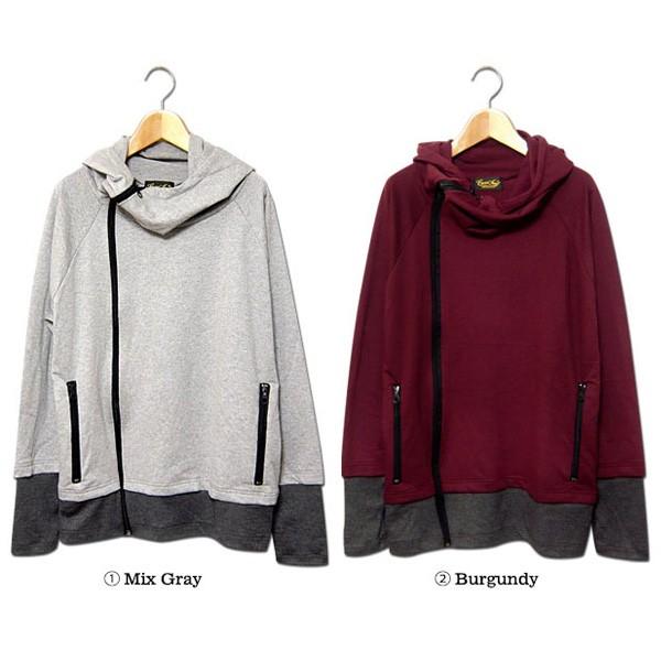 パーカー メンズ ジップパーカー フェイクレイヤード きれい目