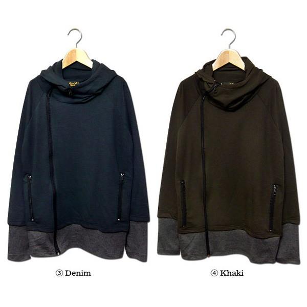 パーカー メンズ ジップパーカー フェイクレイヤード きれい目