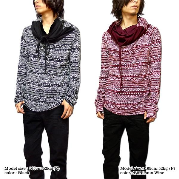 EVERSOUL カットソー メンズ 長袖 ロンＴ タートルネック 春 秋 冬 指穴付き 総柄 ボリュームネック おしゃれ |  | 01