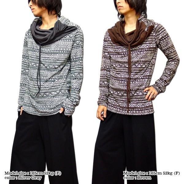 EVERSOUL カットソー メンズ 長袖 ロンＴ タートルネック 春 秋 冬 指穴付き 総柄 ボリュームネック おしゃれ |  | 02