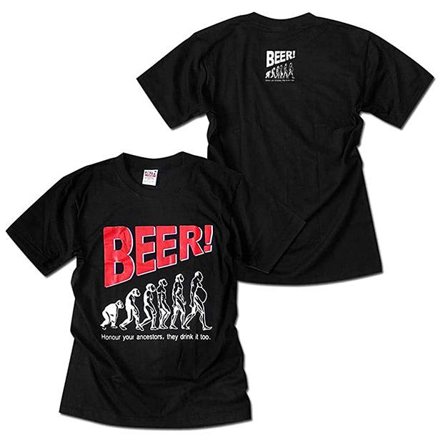 Tシャツ 半袖 おもしろTシャツ BEER ビール 人類の進化 ネタT ペアルック 誕生日プレゼント ブラック ユニセックス パロディ｜eversoul｜04